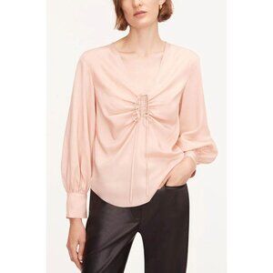 Rebecca Taylor Blush Pink Tencel Drawstring Long Sleeve Blouse - Sz 12